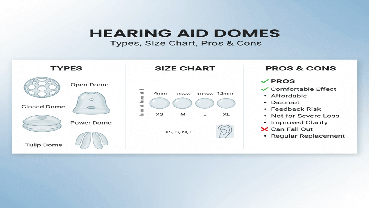 Hearing Aid Domes Types, Size Chart, Pros and Cons